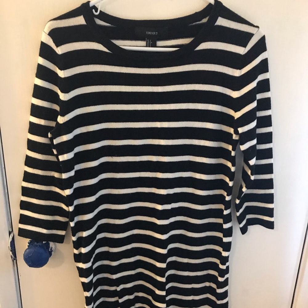 Striped knit sweater dress